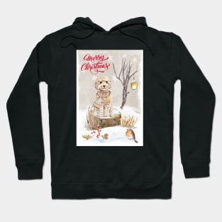 White Cockapoo Merry Christmas Santa Dog Hoodie